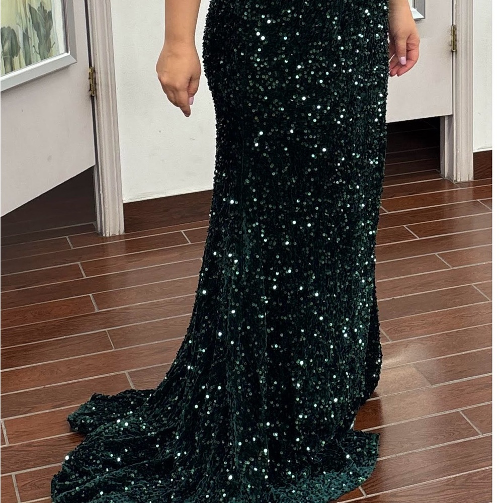 Natasha Couture Green Sequin Maxi Dress